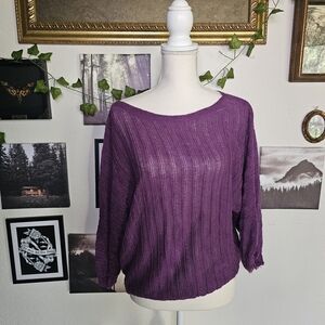 Coldwater Creek Rich Purple Women's off shoulder Sweater